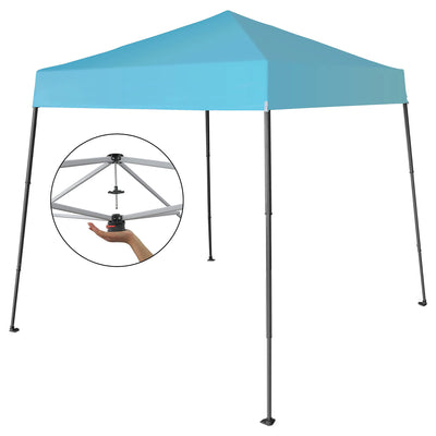 Crown Shades 8'x8' Base 6.5'x6.5' Top Pop Up Canopy w/Carry Bag, Blue (Used)