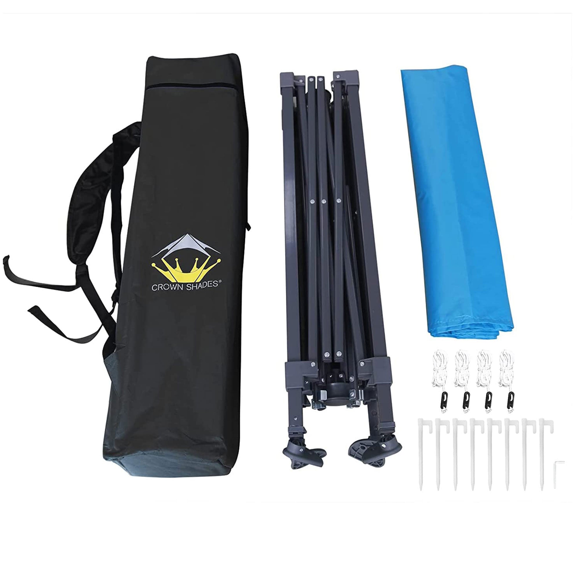Crown Shades 8'x8' Base 6.5'x6.5' Top Pop Up Canopy w/Carry Bag, Blue (Used) - VMInnovations