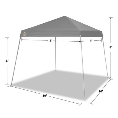 Crown Shades 10'x10' Base 8'x8' Top Pop Up Canopy w/Carry Bag, Gray (Used)