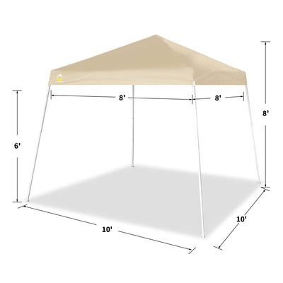 Crown Shades 10' x 10' Base 8' x 8' Top Pop Up Canopy w/Carry Bag, Beige (Used)