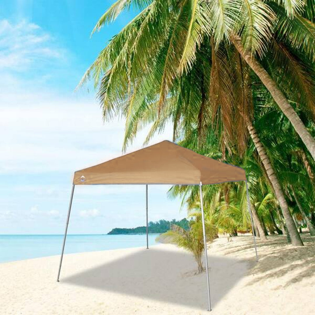 Crown Shades 10' x 10' Base 8' x 8' Top Pop Up Canopy w/Carry Bag, Beige (Used) - VMInnovations