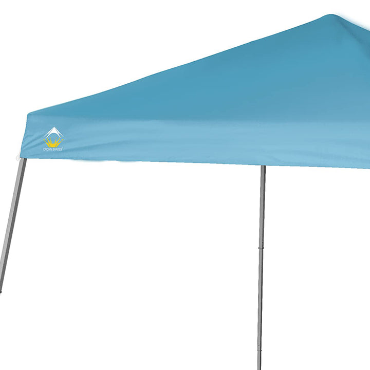 Crown Shades 10' x 10' Base 8' x 8' Top Pop Up Canopy w/Carry Bag, Cyan (Used)