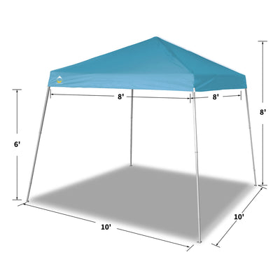 Crown Shades 10' x 10' Base 8' x 8' Top Instant Pop Up Canopy w/Carry Bag, Cyan