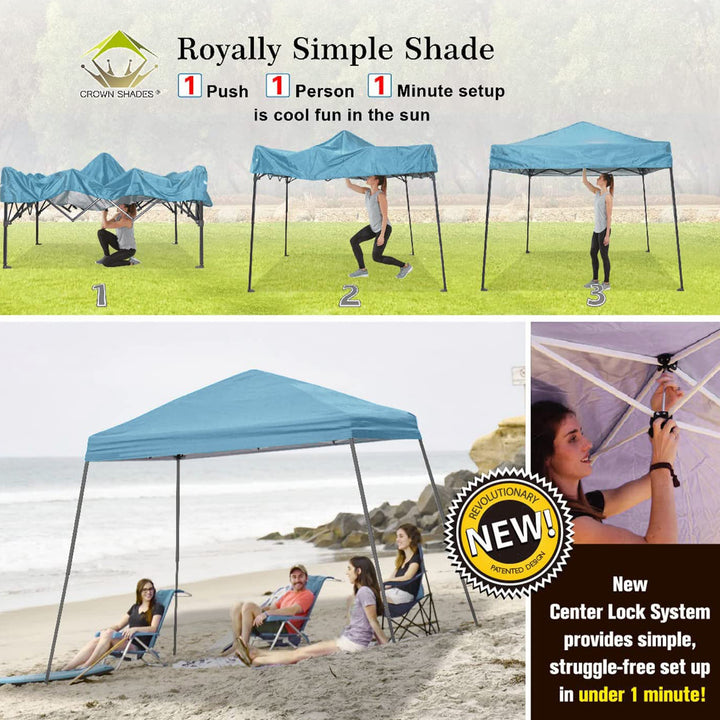 Crown Shades 10' x 10' Base 8' x 8' Top Pop Up Canopy w/Carry Bag, (Open Box) - VMInnovations