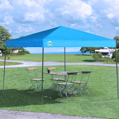 Crown Shades 10' x 10' Base 8' x 8' Top Pop Up Canopy w/Carry Bag, Cyan (Used)