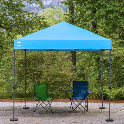 Crown Shades 10' x 10' Base 8' x 8' Top Pop Up Canopy w/Carry Bag, Cyan (Used)