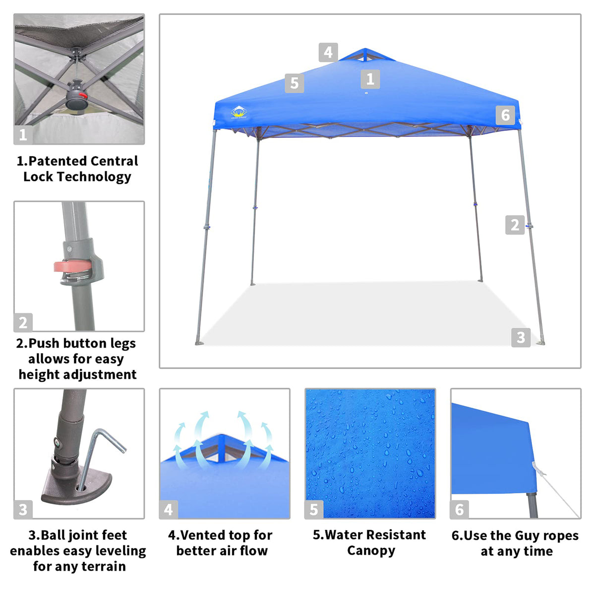 11' x 11' Base 9' x 9' Top Instant Pop Up Canopy w/Carry Bag, Blue (Open Box)