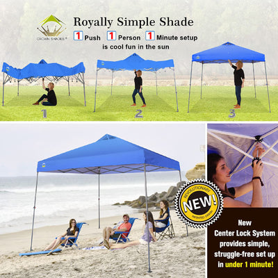 Crown Shades 11' x 11' Base 9' x 9' Top Instant Pop Up Canopy w/Carry Bag, Blue