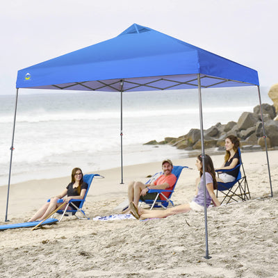 Crown Shades 11' x 11' Base 9' x 9' Top Instant Pop Up Canopy w/Carry Bag, Blue