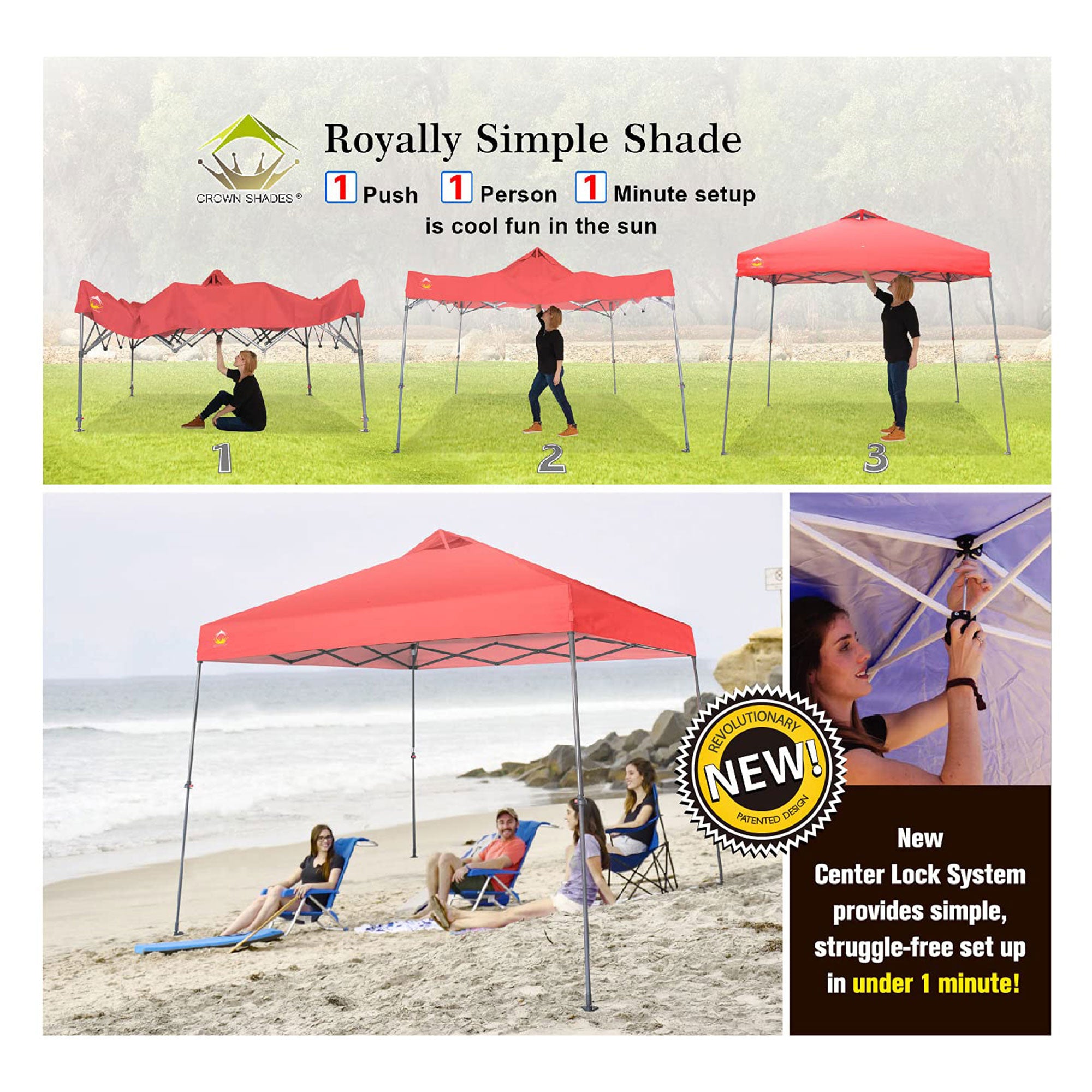 Crown Shades 11' x 11' Base 9' x 9' Top Pop Up Canopy w/Carry Bag, Red (Used) - VMInnovations