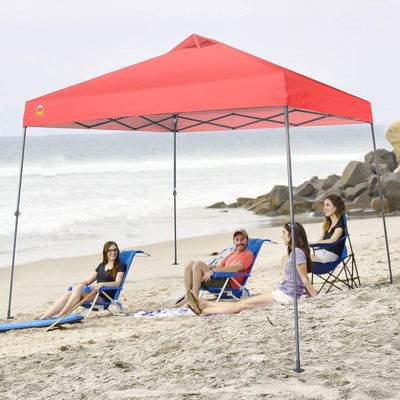 Crown Shades 11' x 11' Base 9' x 9' Top Pop Up Canopy w/Carry Bag, Red (Used)