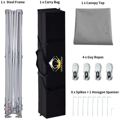 Crown Shades 11' x 11' Base 9' x 9' Top Instant Pop Up Canopy w/Carry Bag, Gray - VMInnovations