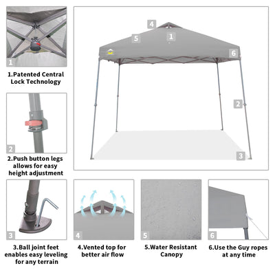 Crown Shades 11' x 11' Base 9' x 9' Top Instant Pop Up Canopy w/Carry Bag, Gray - VMInnovations