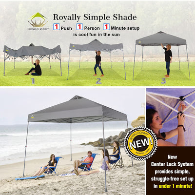 Crown Shades 11' x 11' Base 9' x 9' Top Instant Pop Up Canopy w/Carry Bag, Gray