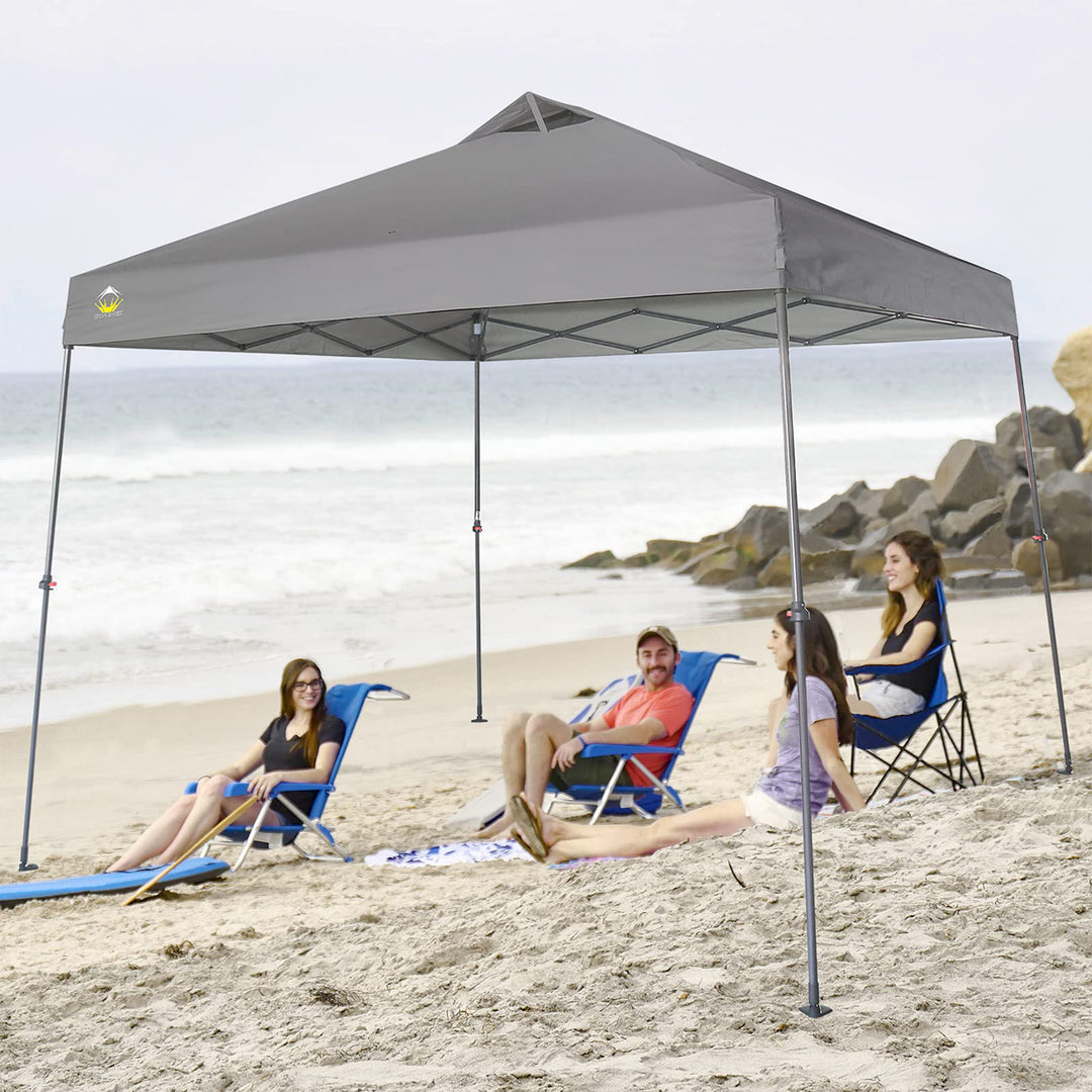 Crown Shades 11' x 11' Base 9' x 9' Top Pop Up Canopy w/Carry Bag, Gray (Used)