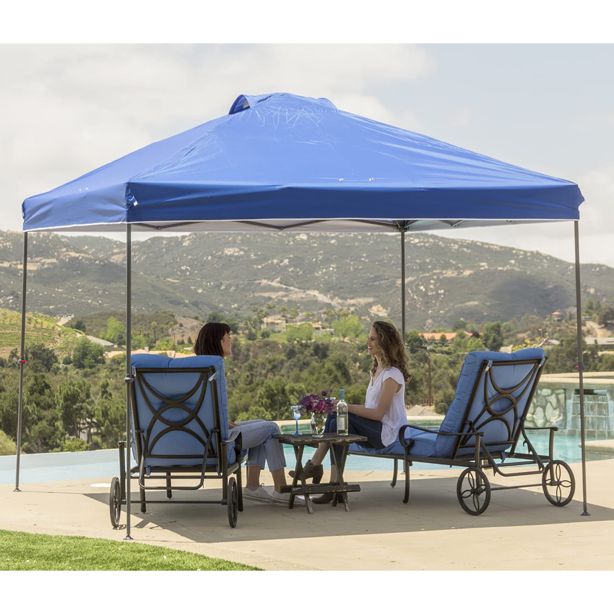 Crown Shades 10 x 10 Ft Pop Up Folding Shade Canopy w/Carry Bag, Blue (Open Box)