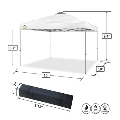 10 x 10 Foot Instant Pop Up Folding Shade Canopy w/Carry Bag, White (Used)