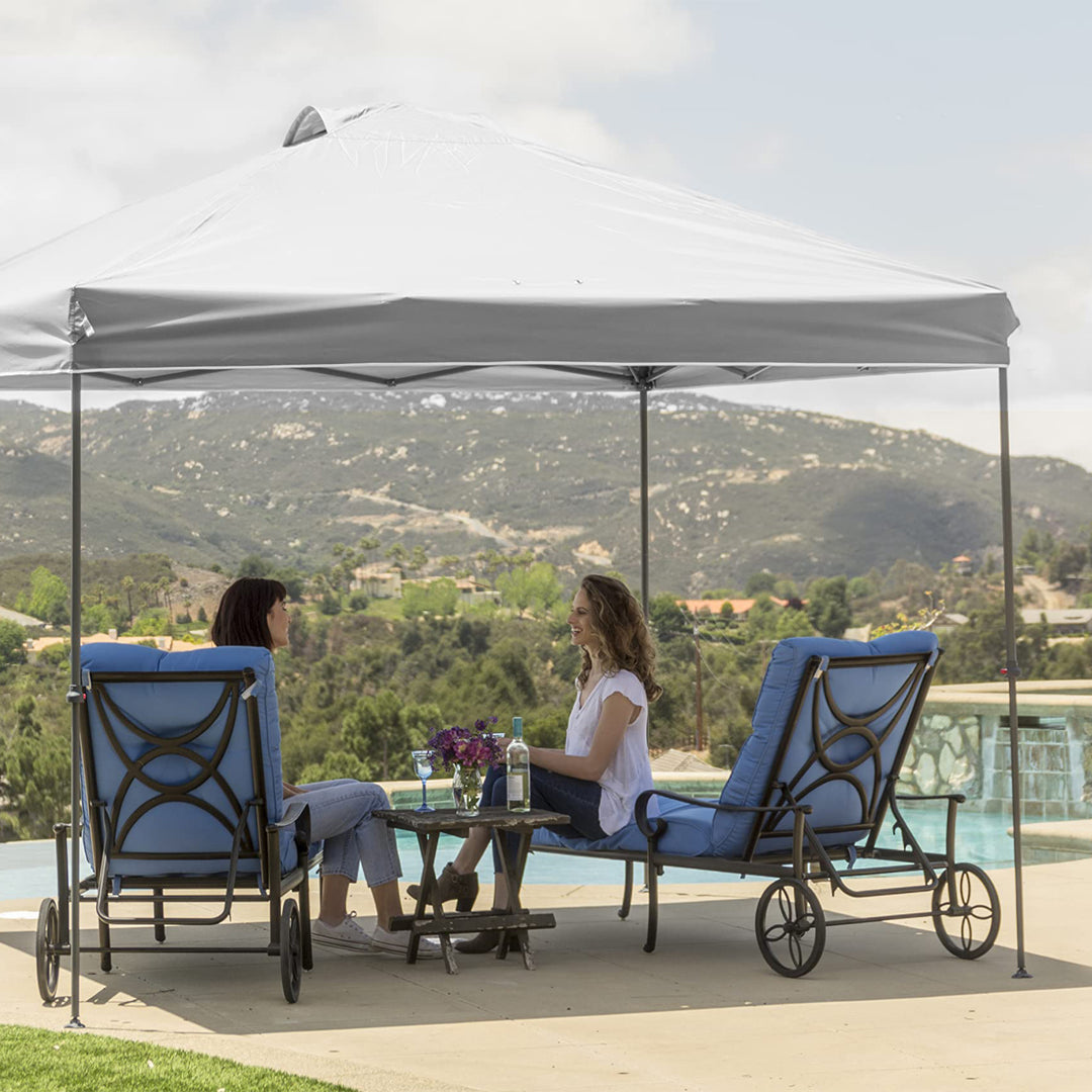 10 x 10 Foot Instant Pop Up Folding Shade Canopy w/Carry Bag, White (Used)