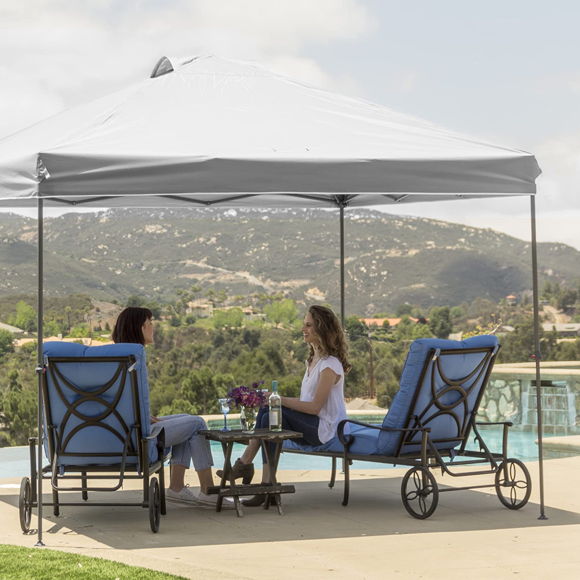 10 x 10 Foot Instant Pop Up Folding Shade Canopy w/Carry Bag, White (Used) - VMInnovations