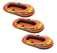 3) INTEX Explorer 200 Inflatable Two Person Raft Boat