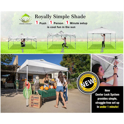 Crown Shades 10' x 10' Base Instant Adjustable Pop-Up Canopy w/ Sidewall, White