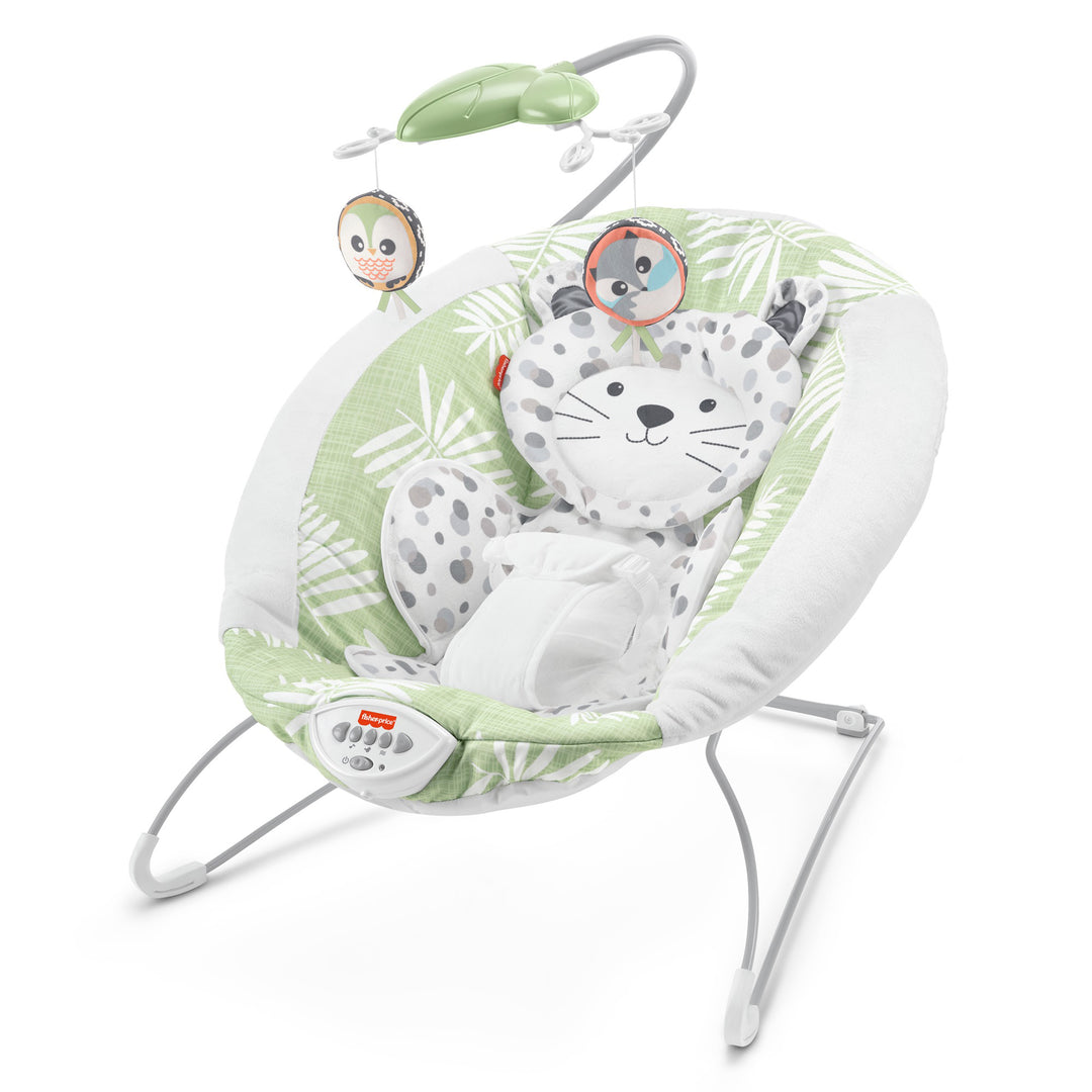 Fisher-Price Snow Leopard Baby Bouncer w/ Soothing Sounds & Vibrations(Open Box) - VMInnovations