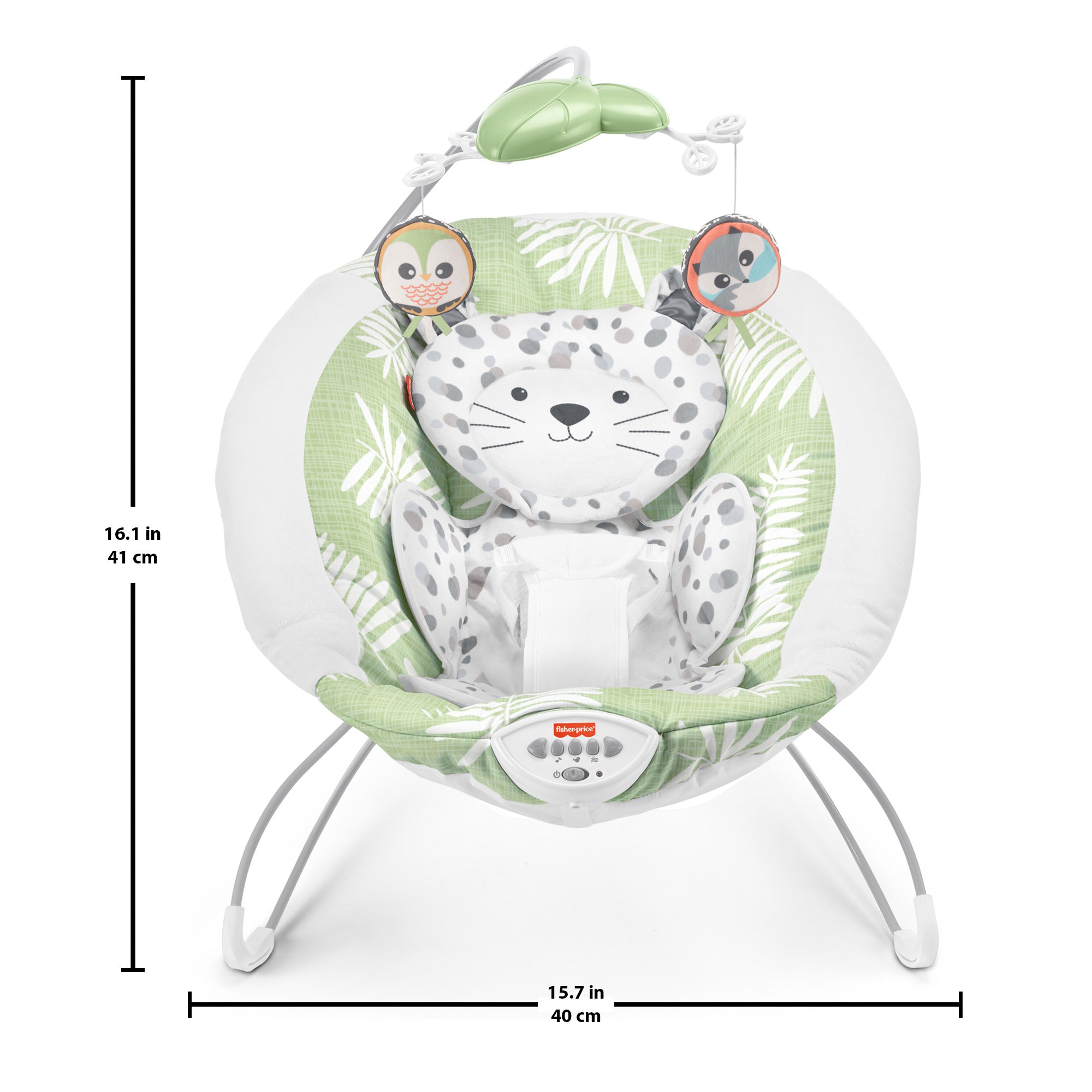 Fisher-Price Snow Leopard Deluxe Baby Bouncer with Soothing Sounds & Vibrations - VMInnovations