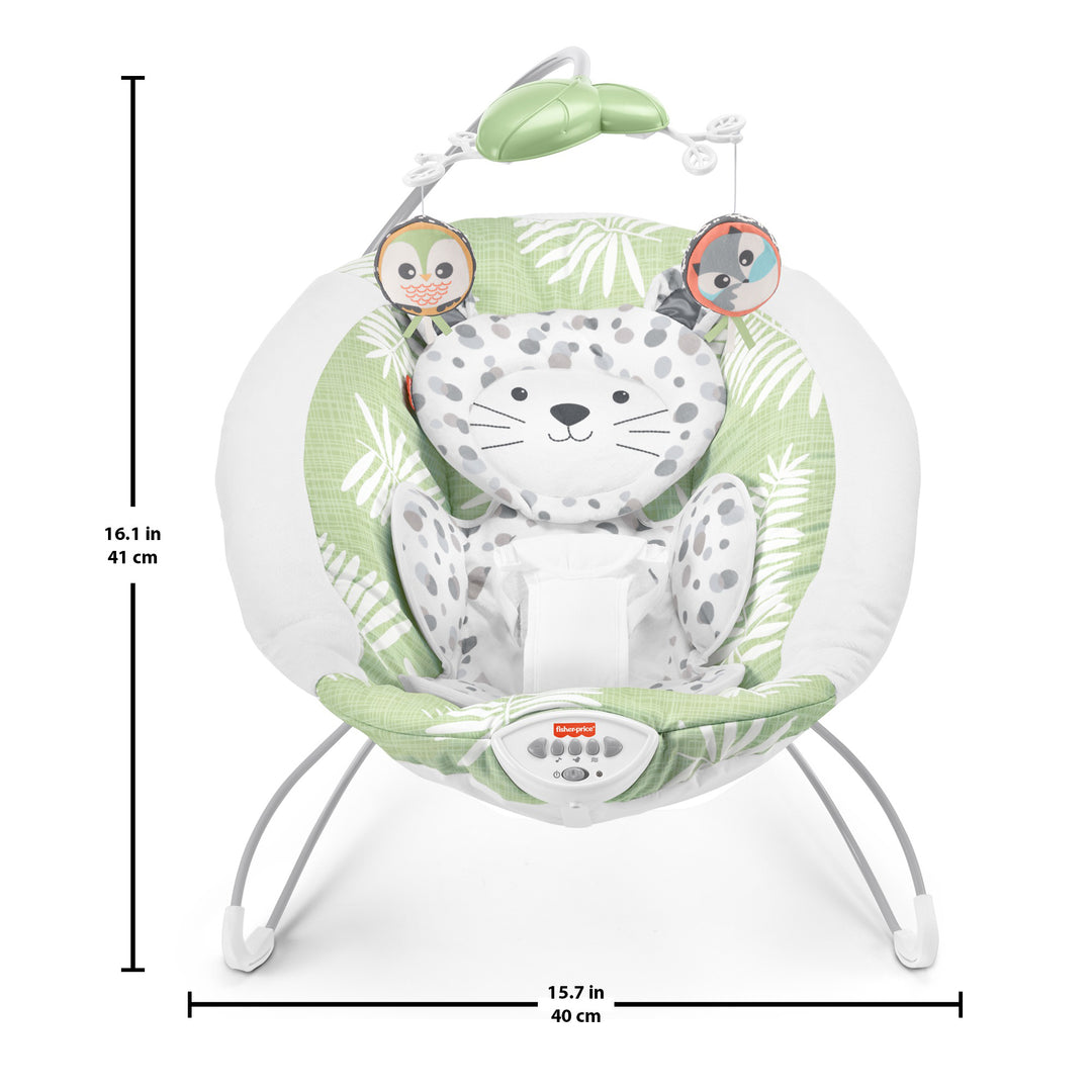 Fisher-Price Snow Leopard Baby Bouncer w/ Soothing Sounds & Vibrations(Open Box)