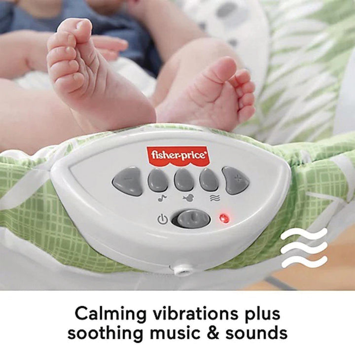 Fisher-Price Snow Leopard Baby Bouncer w/ Soothing Sounds & Vibrations(Open Box) - VMInnovations