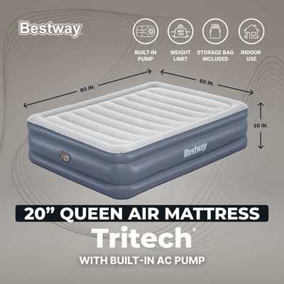 Tritech Air Mattress w/Built-in AC Pump & Antimicrobial Coating, Queen (Used)