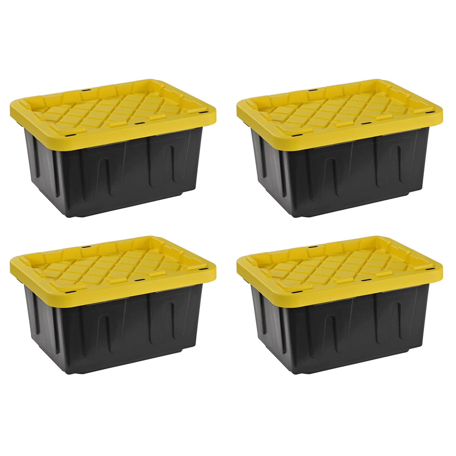 Juggernaut Storage 5 Gal Lockable Plastic Storage Tote, Black/Yellow (4pk)(Used) - VMInnovations
