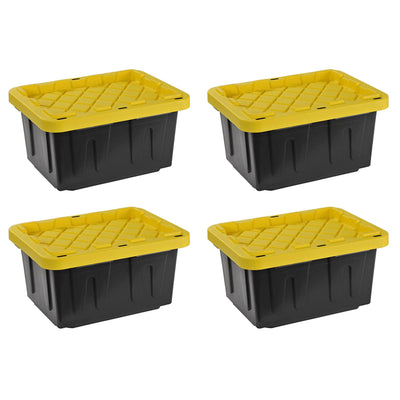 Juggernaut Storage 5 Gal Storage Tote, Black/Yellow (Set of 4) (Open Box) - VMInnovations