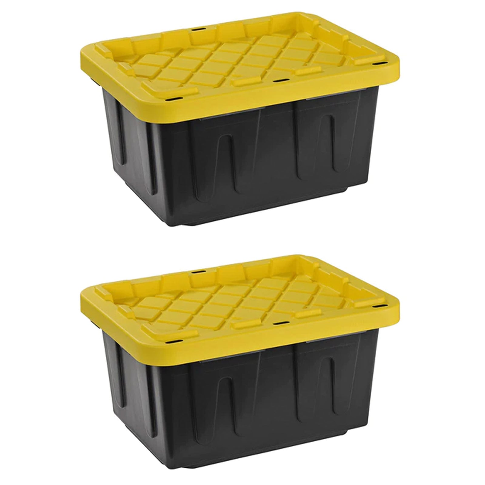 Juggernaut Storage 5 Gal Lockable Plastic Storage Tote, Black/Yellow (Set of 2) - VMInnovations