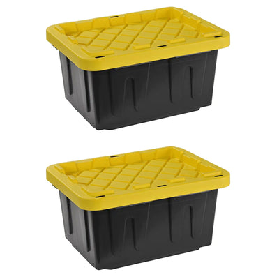 Juggernaut Storage 5 Gal Plastic Storage Tote, Black/Yellow (Set of 2) (Used) - VMInnovations