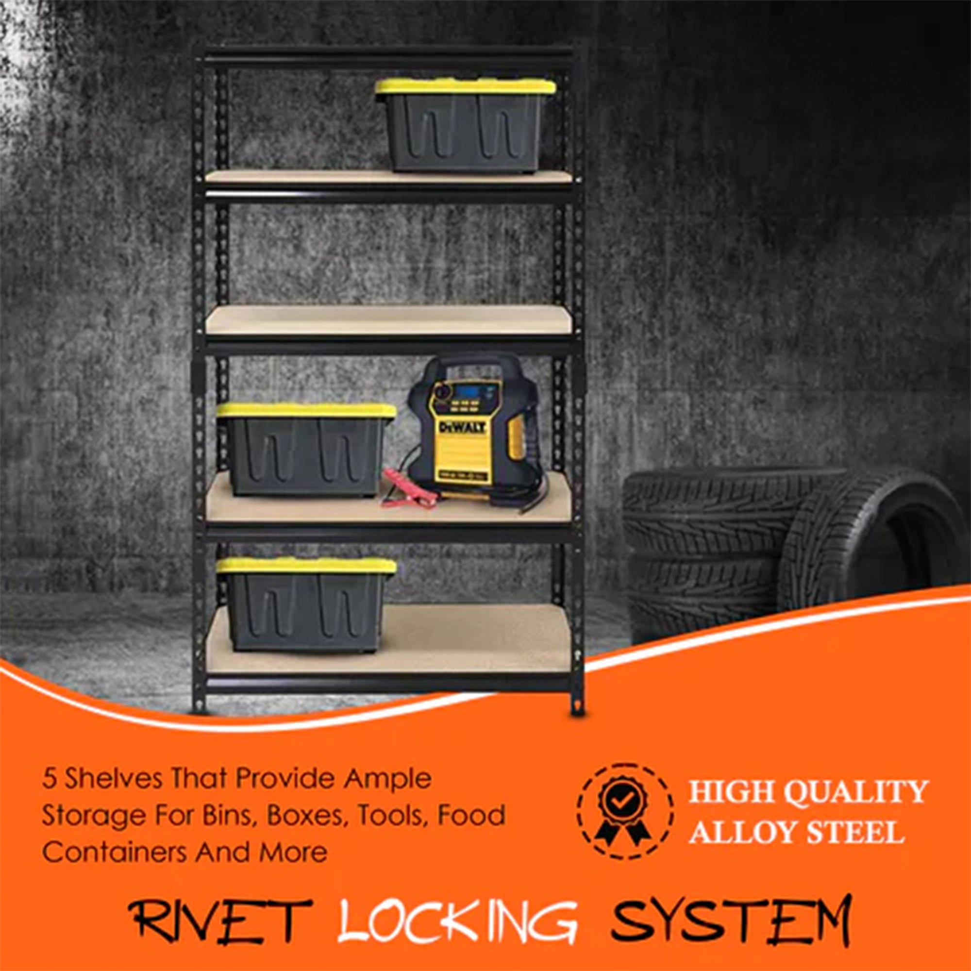Juggernaut Storage 18" x 72" 5 Shelf Steel Utility Storage Unit, Black (Used) - VMInnovations