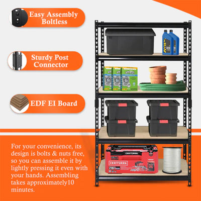 Juggernaut Storage 18" x 72" 5 Steel Utility Shelving Unit, Black (Open Box) - VMInnovations