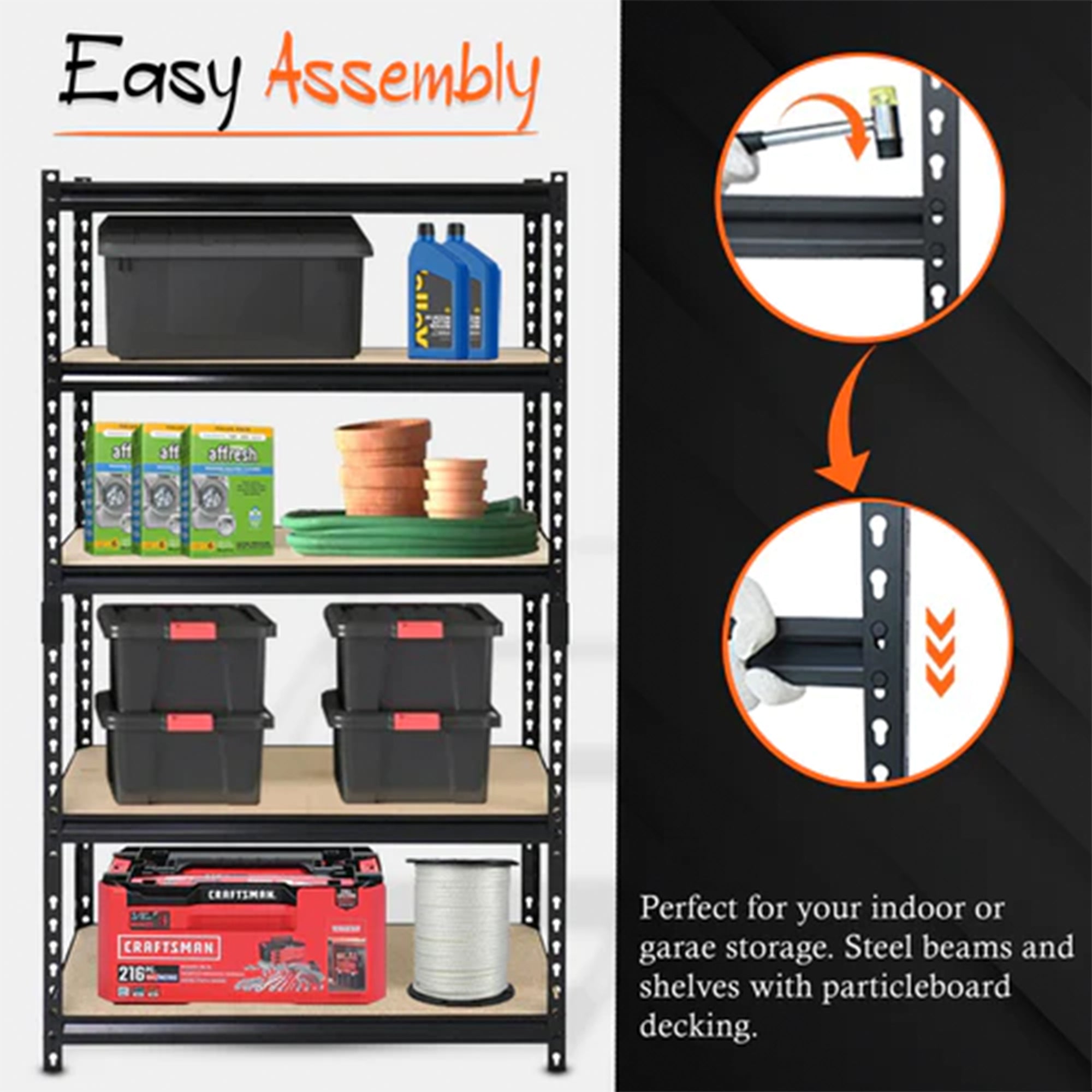 Juggernaut Storage 18" x 72" 5 Steel Utility Shelving Unit, Black (Open Box) - VMInnovations