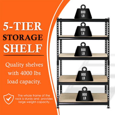24" x 72" 5 Shelf Steel Utility Shelving Storage Unit, Black (Open Box)