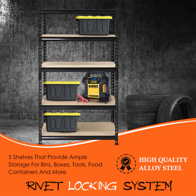 24" x 72" 5 Shelf Steel Utility Shelving Storage Unit, Black (Open Box)