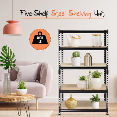 24" x 72" 5 Shelf Steel Utility Shelving Storage Unit, Black (For Parts) - VMInnovations