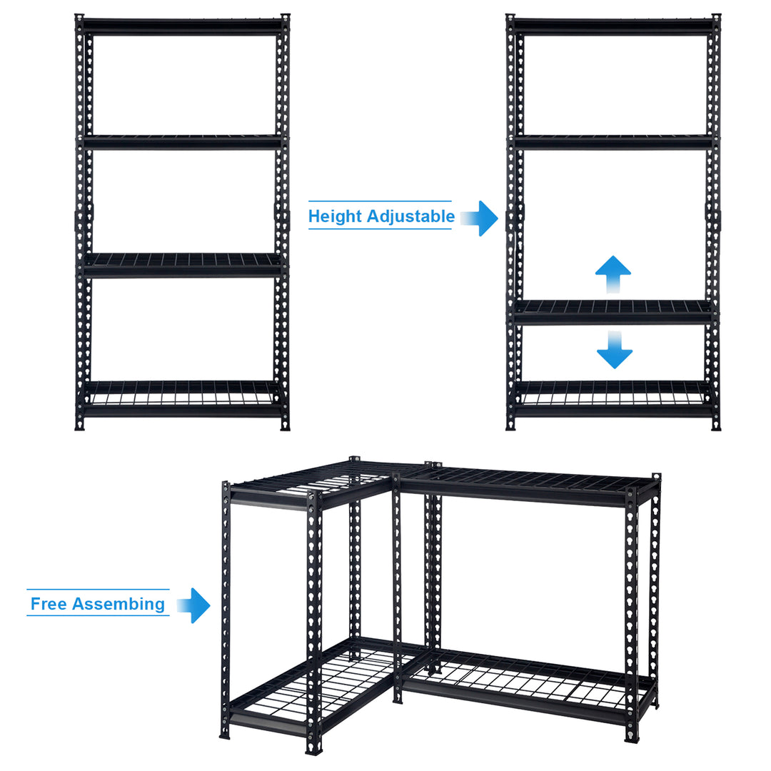 Pachira 30"W x 60"H 4 Shelf Steel Shelving for Home and Office Organizing, Black