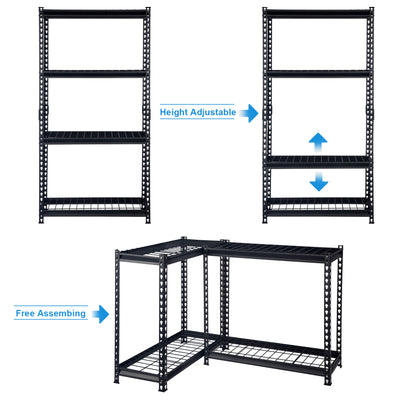 Pachira 30"W x 60"H 4 Shelf Steel Shelving for Home and Office Organizing, Black - VMInnovations