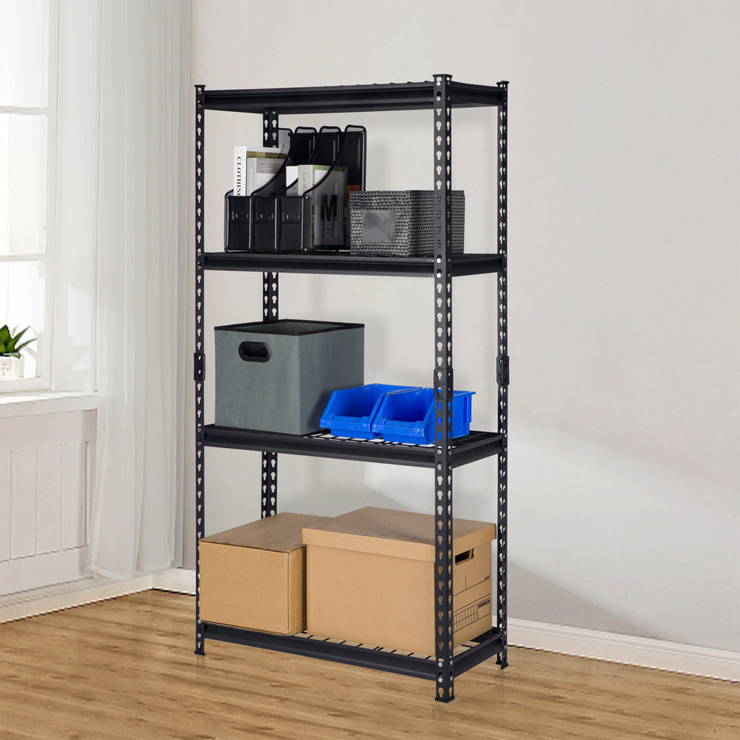 Pachira 30"W x 60"H 4 Shelf Steel Shelving for Home and Office Organizing, Black