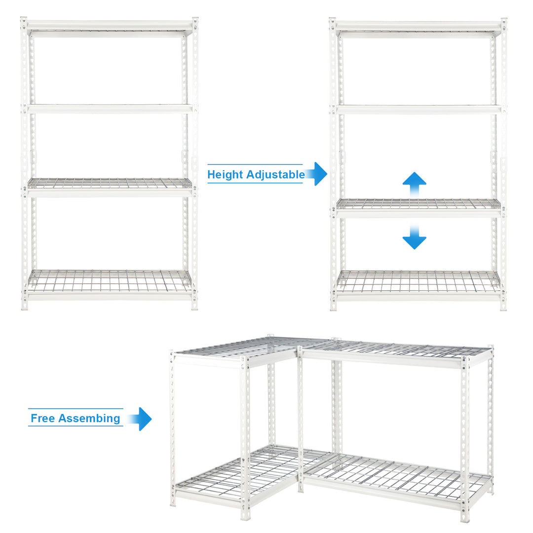 Pachira 36"W x 60"H 4 Shelf Steel Shelving for Home and Office Organizing, White