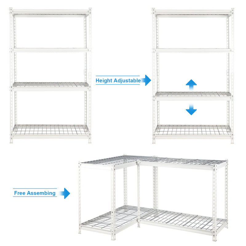 Pachira 36"Wx60"H Steel Shelving for Home & Office Organizing, White (Open Box)