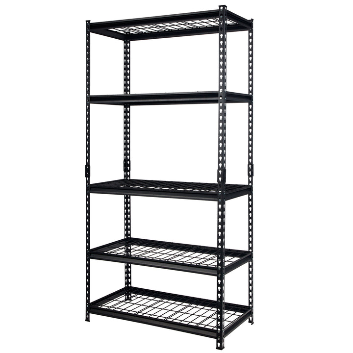 Pachira 36"W x 72"H 5 Shelf Steel Shelving for Home/Office , Black (Open Box)