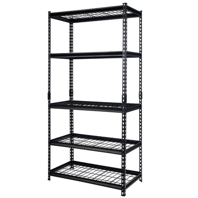 Pachira 36"W x 72"H 5 Shelf Steel Shelving for Home/Office , Black (Open Box)