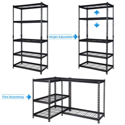 Pachira 36"Wx72"H 5 Shelf Steel Shelving for Home & Office , Black (Used) - VMInnovations