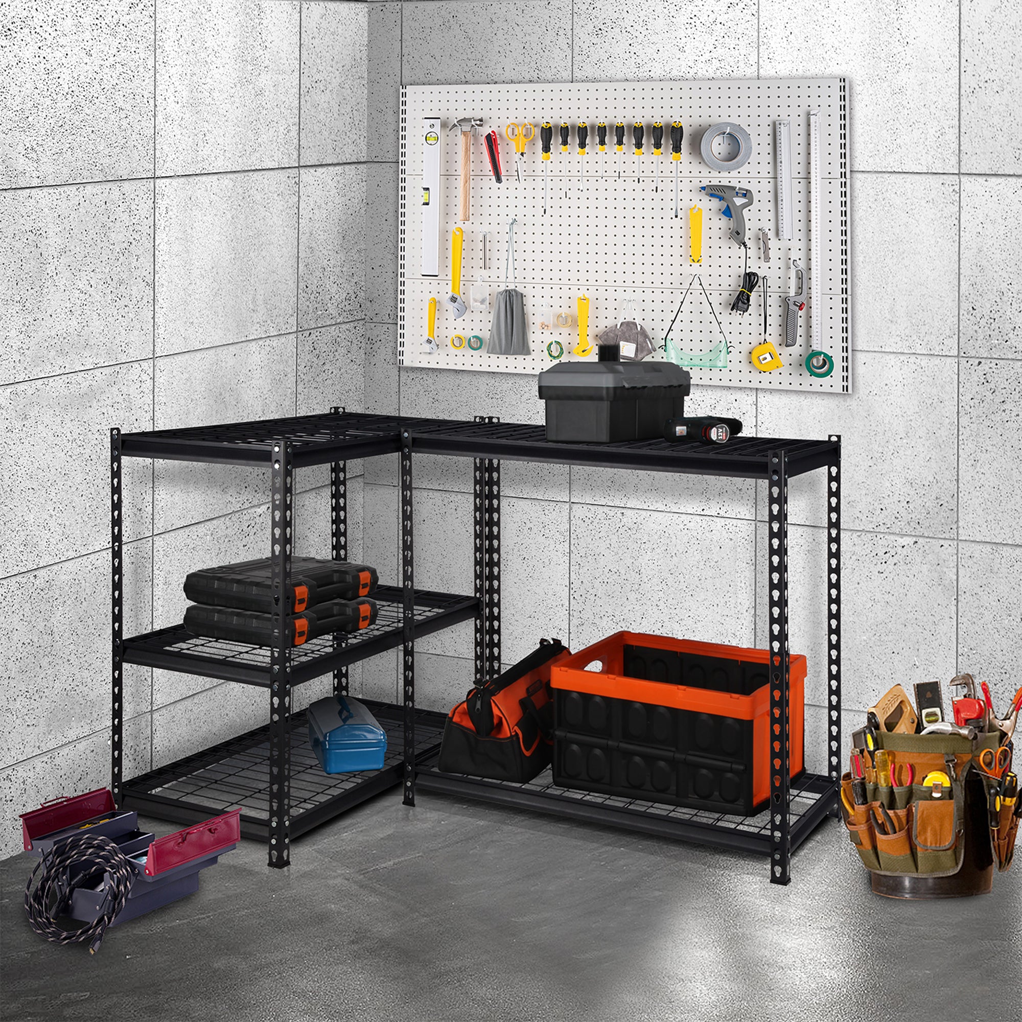 Pachira 36"Wx72"H 5 Shelf Steel Shelving for Home & Office , Black (Used) - VMInnovations