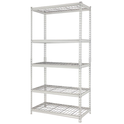 Pachira 36"W x 72"H 5 Shelf Steel Shelving for Organizing, White (Open Box)